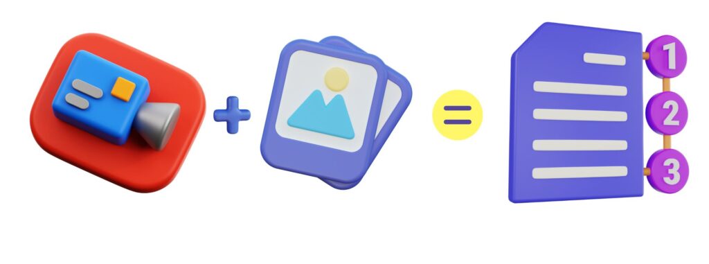grafica rappresentante un video, una fotografia ed una lista numerata che aiuta l'ottimizzaaione google business profile